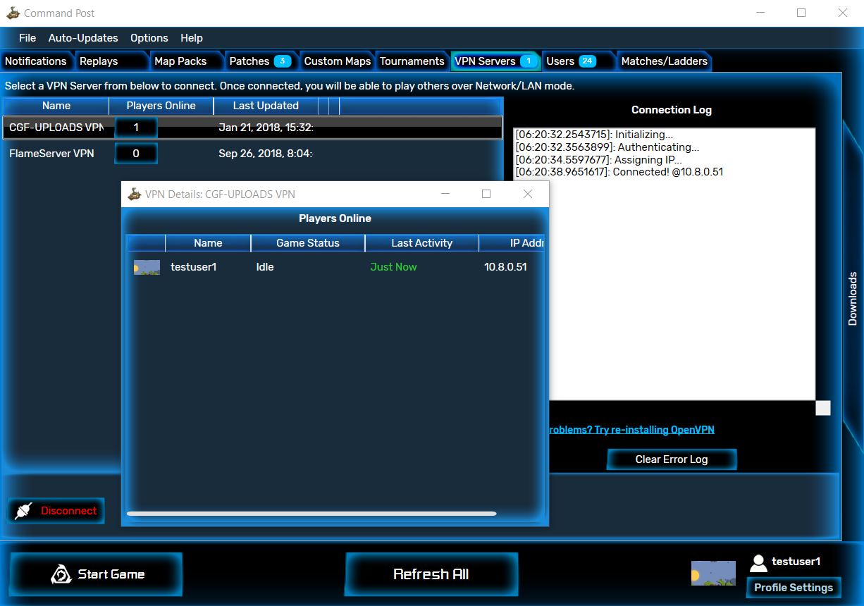 Easy-to-use tournament system: host and play tournaments/challenges with others; featuring auto-recording and uploading of replays and auto-updation of brackets