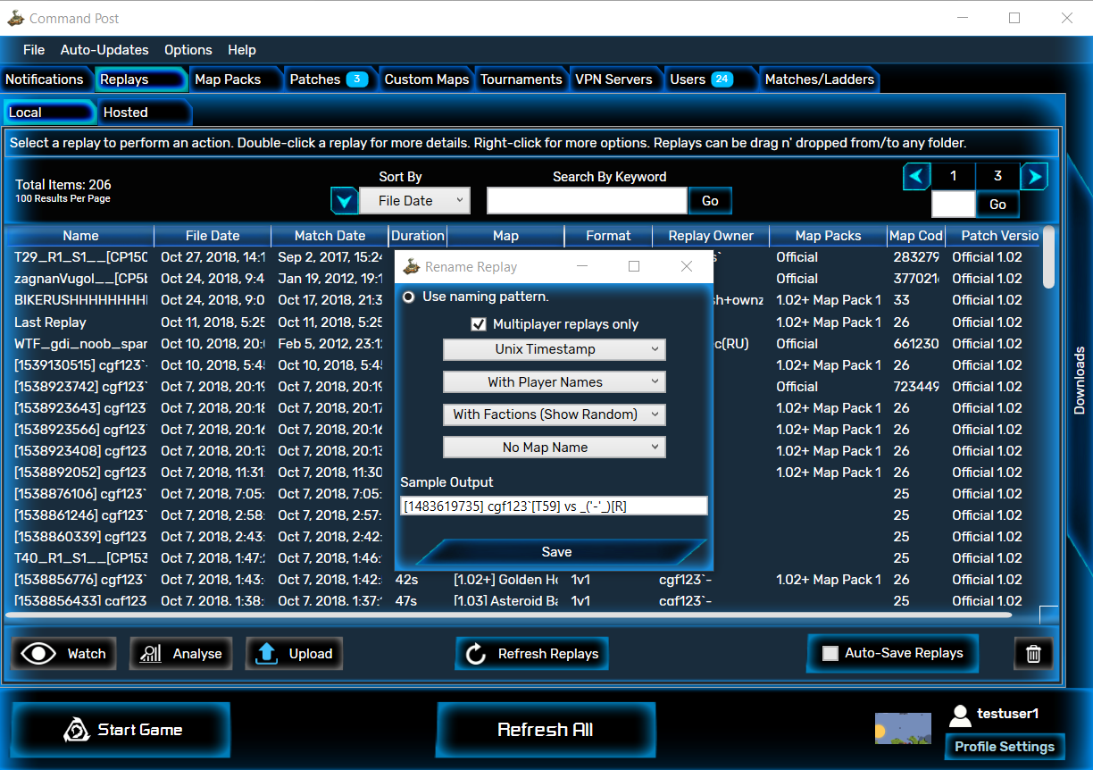 Share your replays with others by uploading to the Command Post replay system